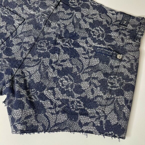 Seven 7 For All Mankind Size 25 Denim Shorts Jean Shorts Silver Lace Print - Picture 3 of 12